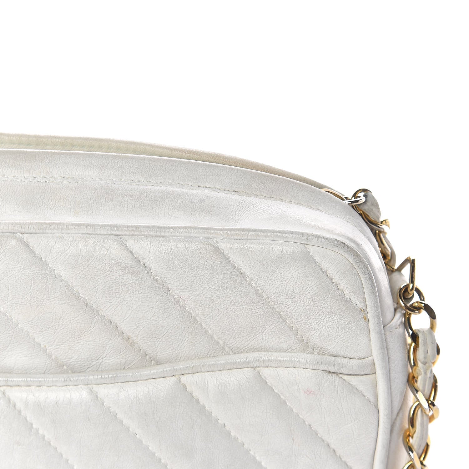 Chanel Lambskin Chevron Quilted Medium Tassel Camera Case White 15 of 21