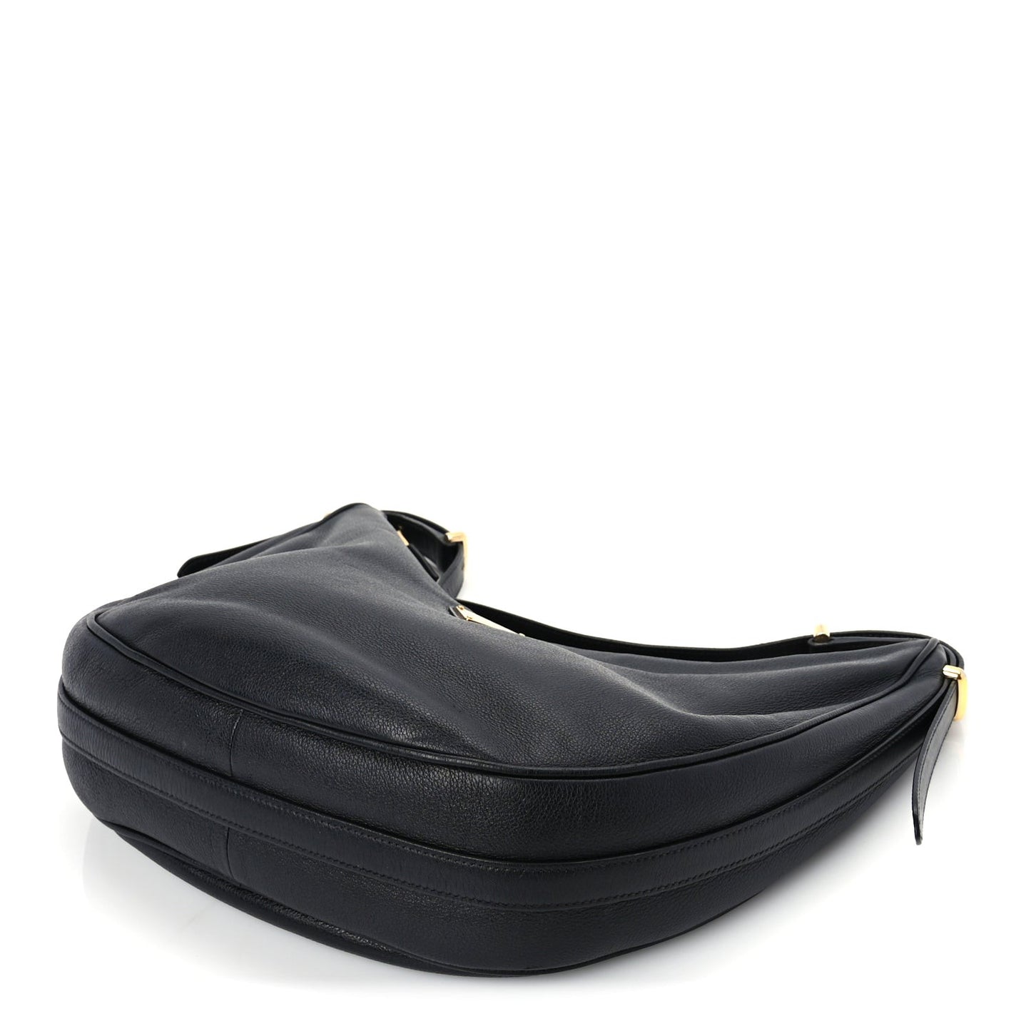 Soft Calfskin Arque Shoulder Bag  Black