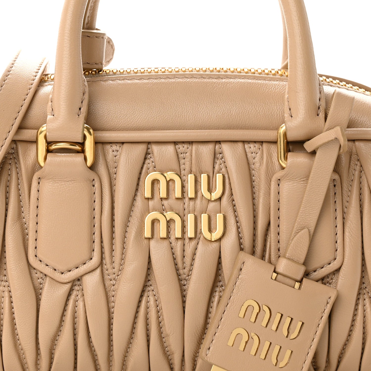 Miu Miu Nappa Matelasse Regular Arcadie Top Handle Bag Sabbia 7 of 9
