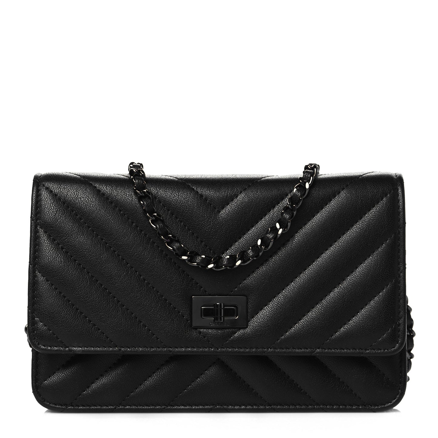 Sheepskin Chevron Reissue Wallet On Chain WOC So Black
