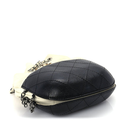 Chanel Aged Calfskin Quilted Small Gabrielle Bucket White Black 3 of 9
