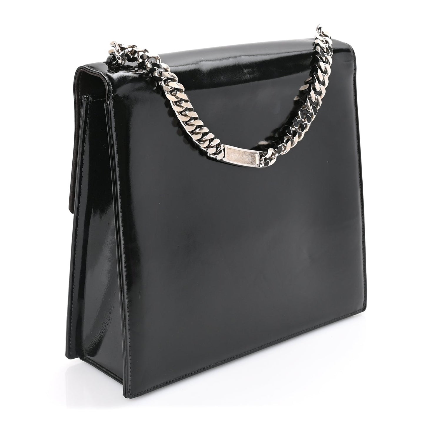 Lambskin Patent CC Flap Bag  Black