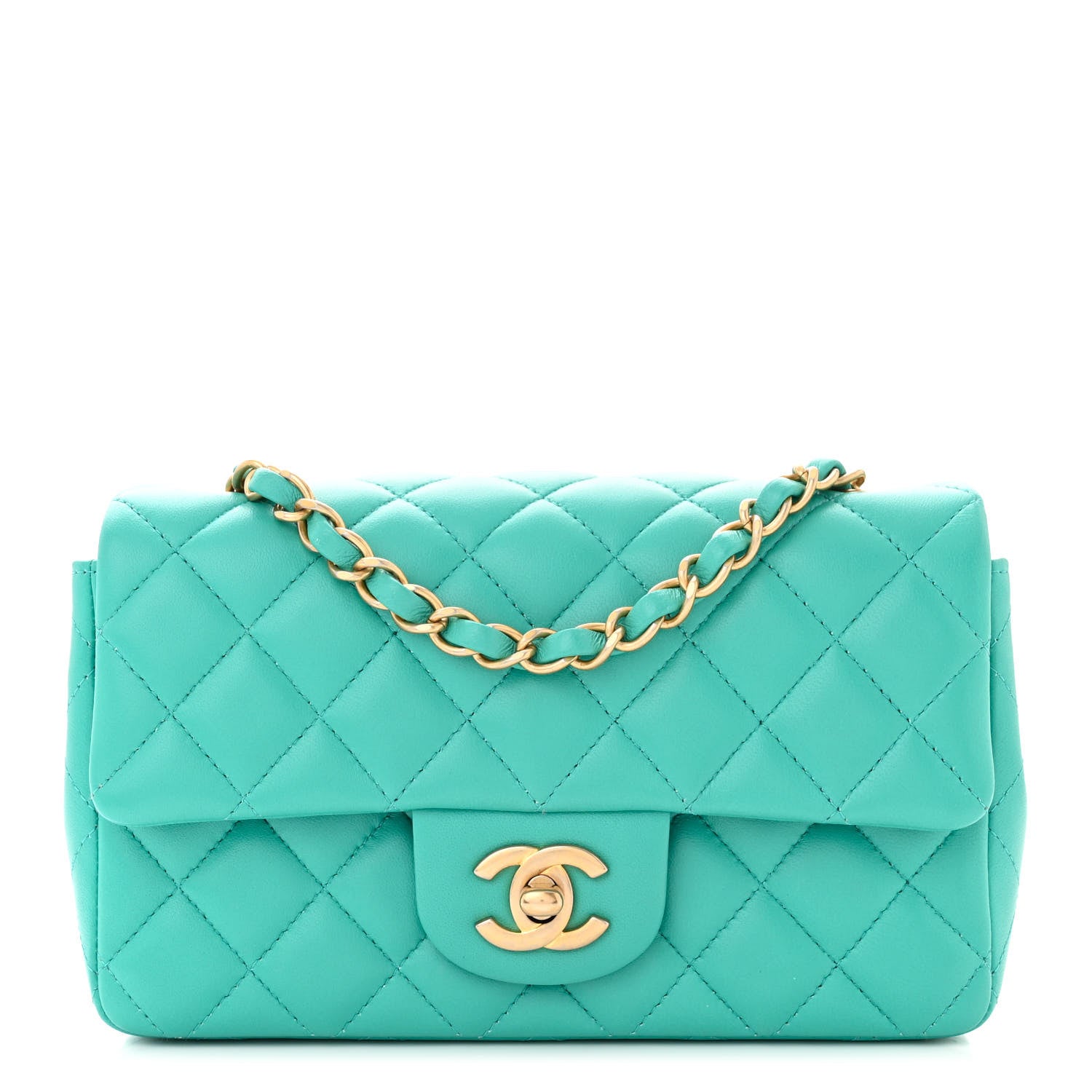 Chanel Lambskin Quilted Mini Rectangular Flap Green 1 of 12