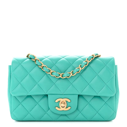 Chanel Lambskin Quilted Mini Rectangular Flap Green 1 of 12