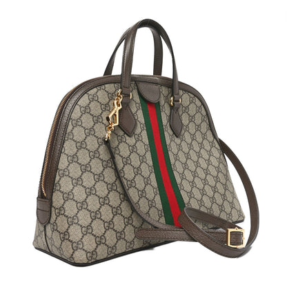 Gucci GG Supreme Monogram Web Medium Ophidia Top Handle Dome Bag Brown 3 of 7