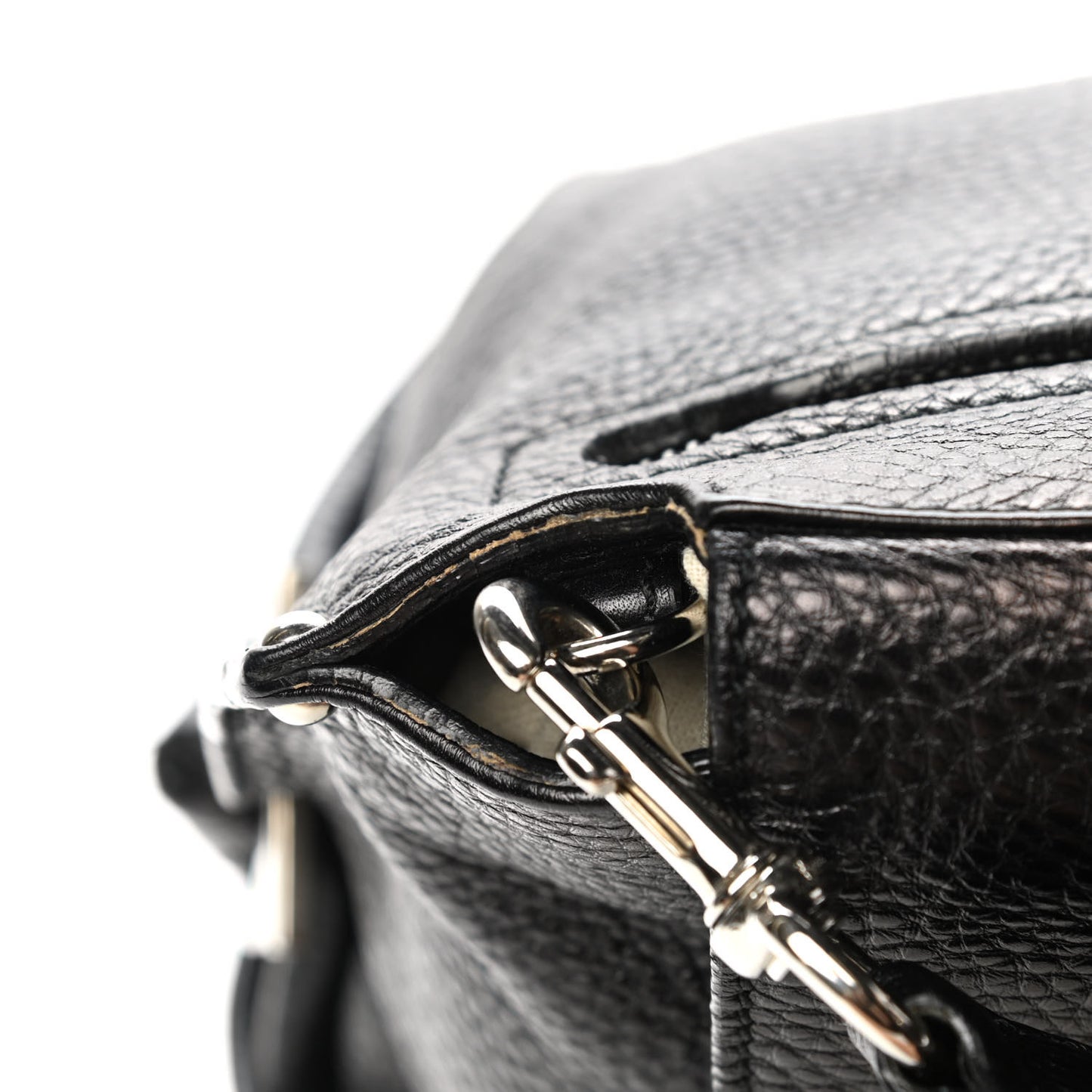 Grained Calfskin Sofia Satchel Black