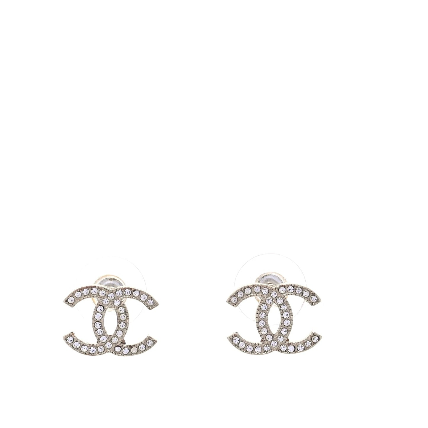 Metal Crystal CC Earrings Gold