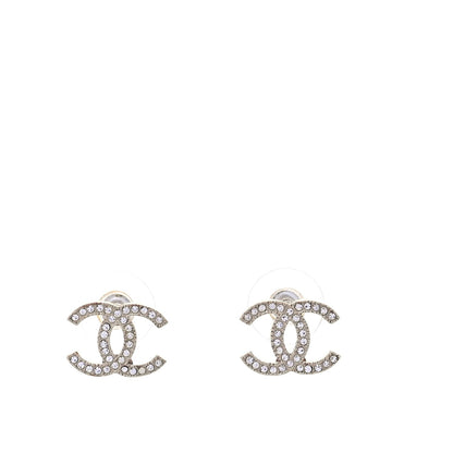 Chanel Metal Crystal CC Earrings Gold 1 of 5