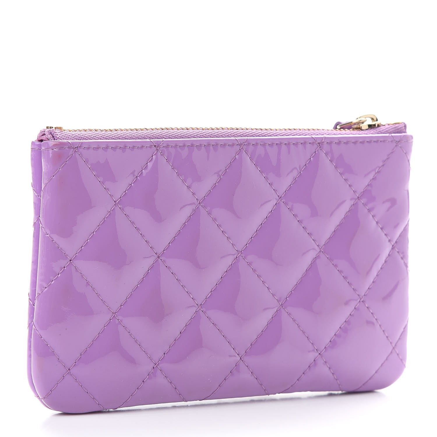 Chanel Patent Quilted Small Cosmetic Case Purple 3 of 8
