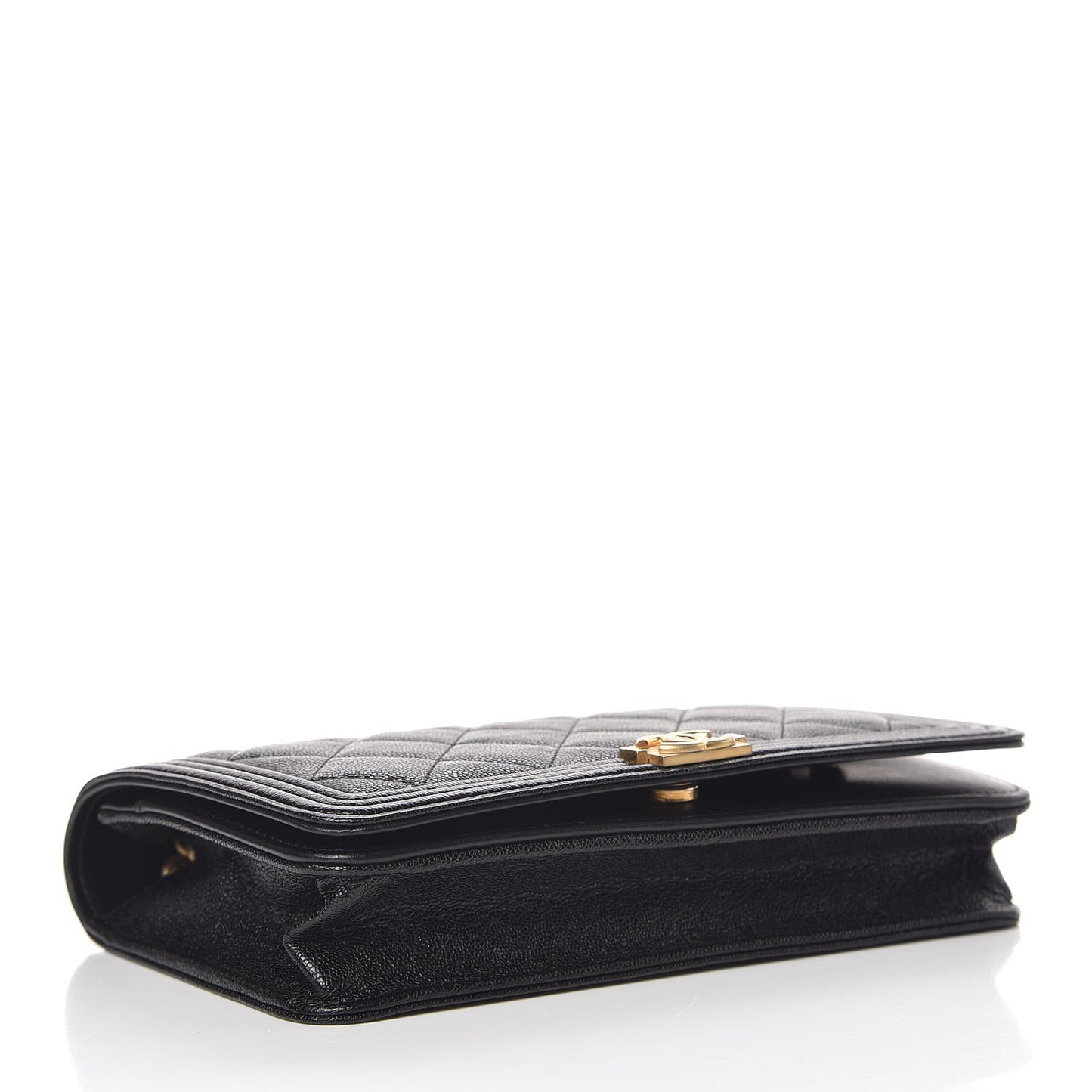 Caviar Quilted Boy Wallet On Chain WOC Black