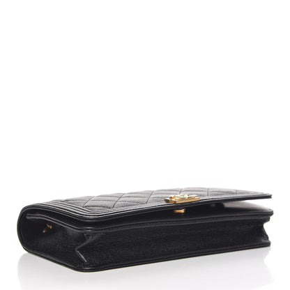 Chanel Caviar Quilted Boy Wallet On Chain WOC Black 4 of 12