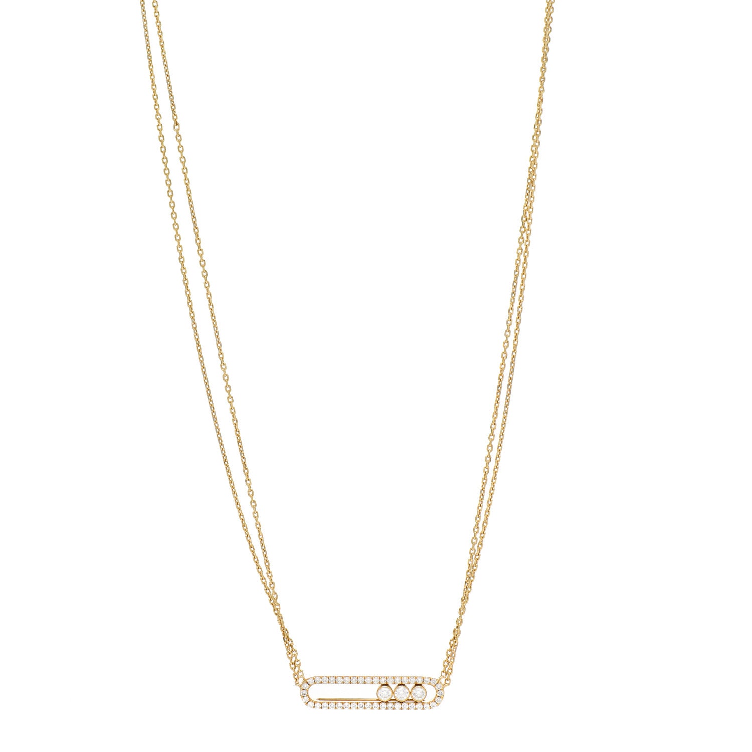 Messika 18K Yellow Gold Diamond Move Double Chain Pave Necklace 1 of 4