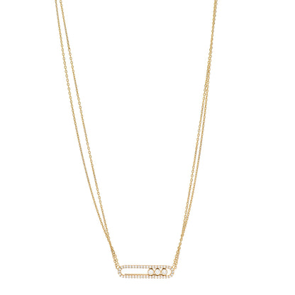 Messika 18K Yellow Gold Diamond Move Double Chain Pave Necklace 1 of 4