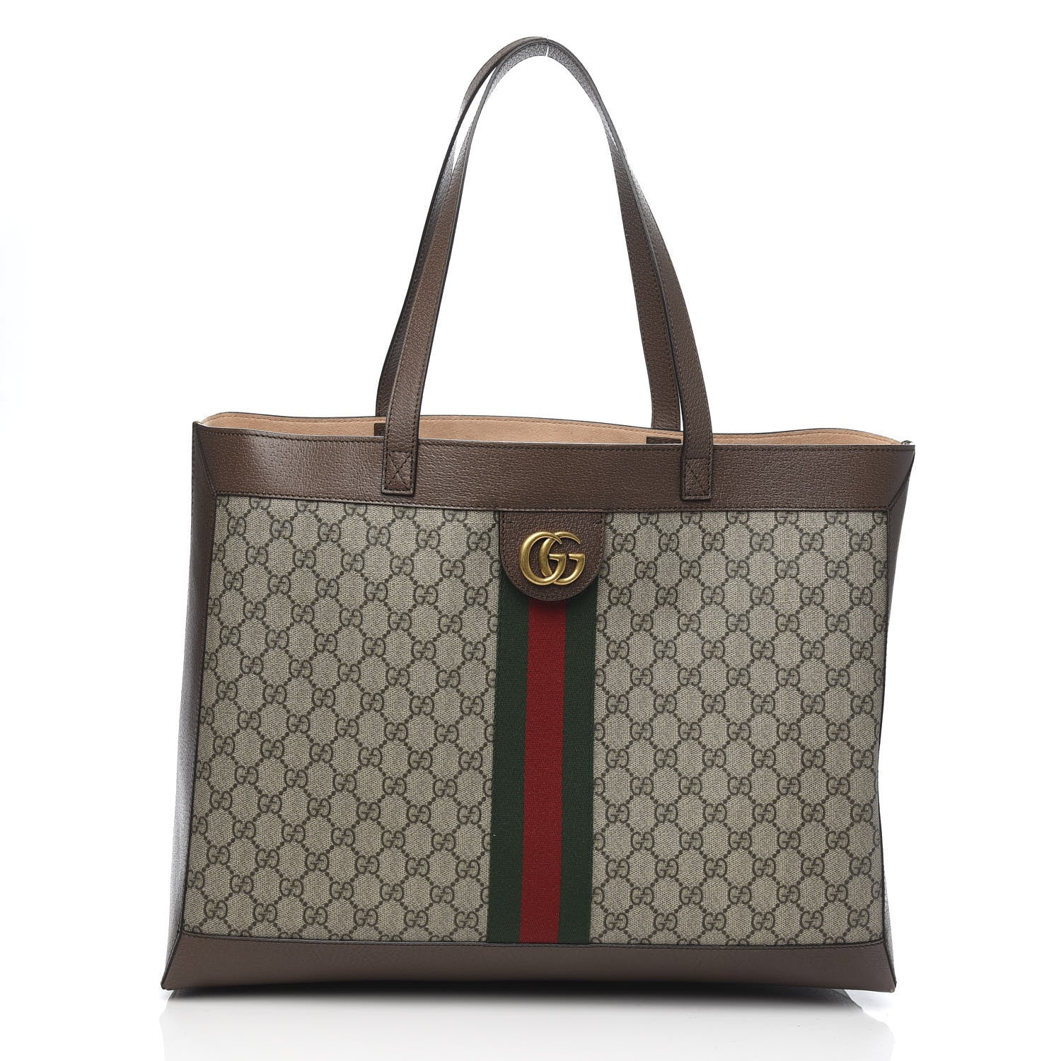 Gucci GG Supreme Monogram Web Ophidia Tote Brown 3 of 11