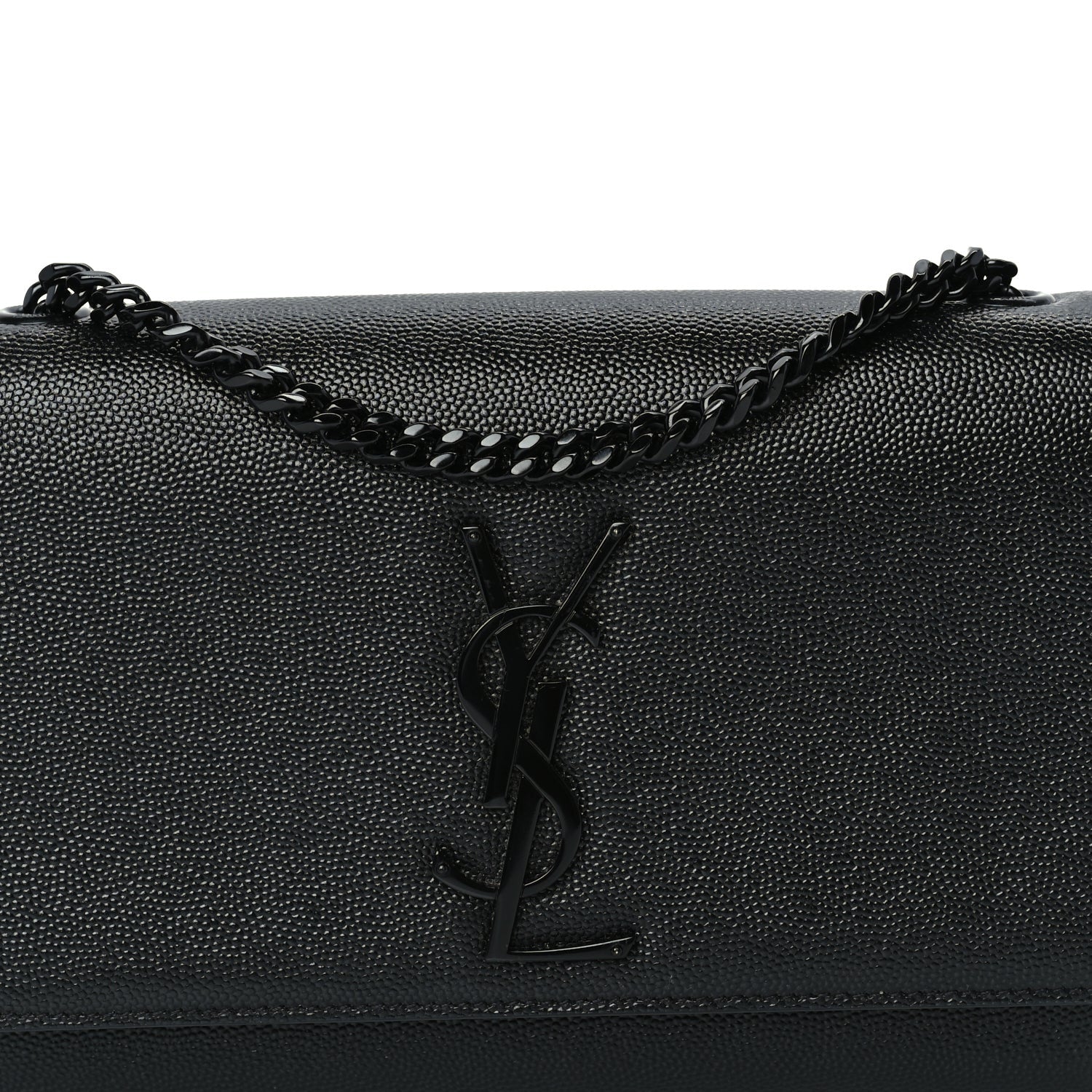 Saint Laurent Grain De Poudre Small Monogram Monochrome Kate Satchel  Black 6 of 8