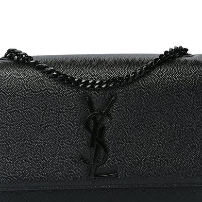Saint Laurent Grain De Poudre Small Monogram Monochrome Kate Satchel  Black 6 of 8