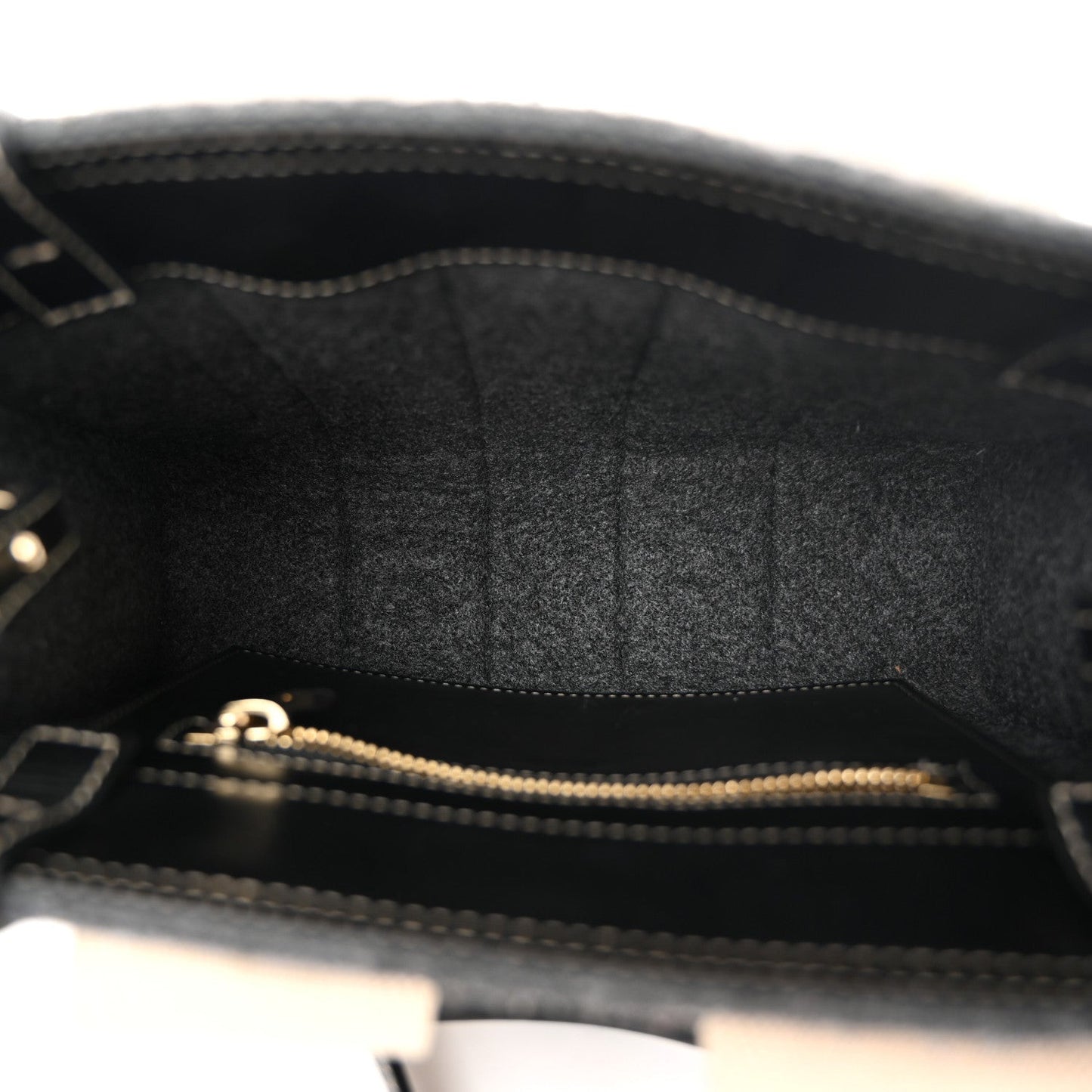Felt Calfskin Small Woody Ribbon Tote With Strap Cashmere Grey