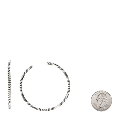 David Yurman Sterling Silver Extra Large Cable Classics Hoop Earrings 2 of 4