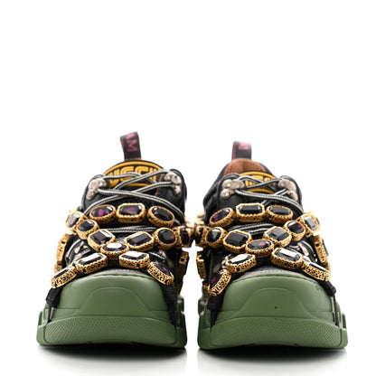 Gucci X SEGA Mesh Suede Calfskin Removable Crystals Flashtrek Sneakers 35.5 Loess Black Olive Green 3 of 7
