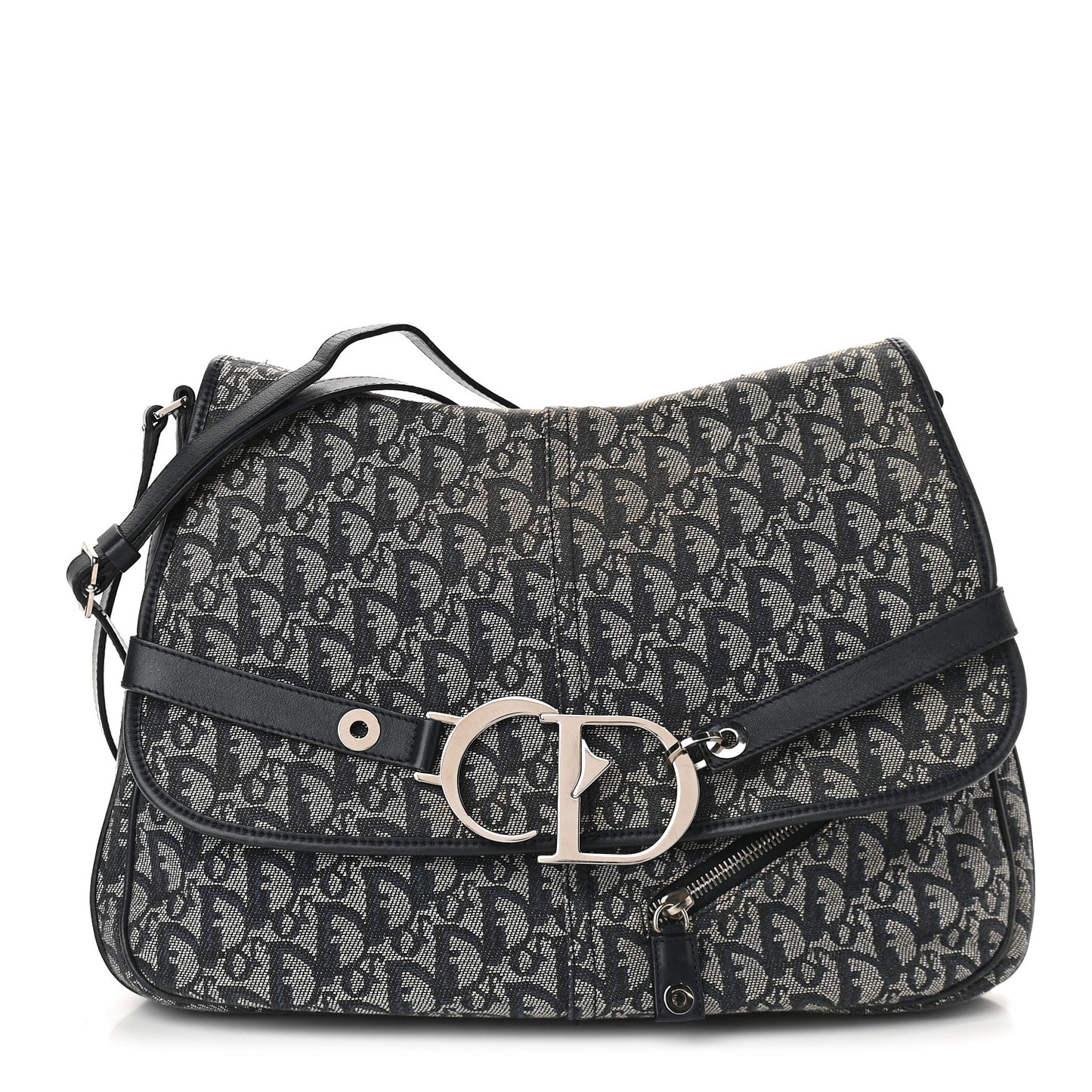 Monogram Flap Messenger Navy Blue