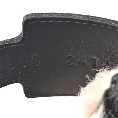 Hermes Glazed Nappa Shearling Shearling Go Mules 38.5 Black Ecru 9 of 10