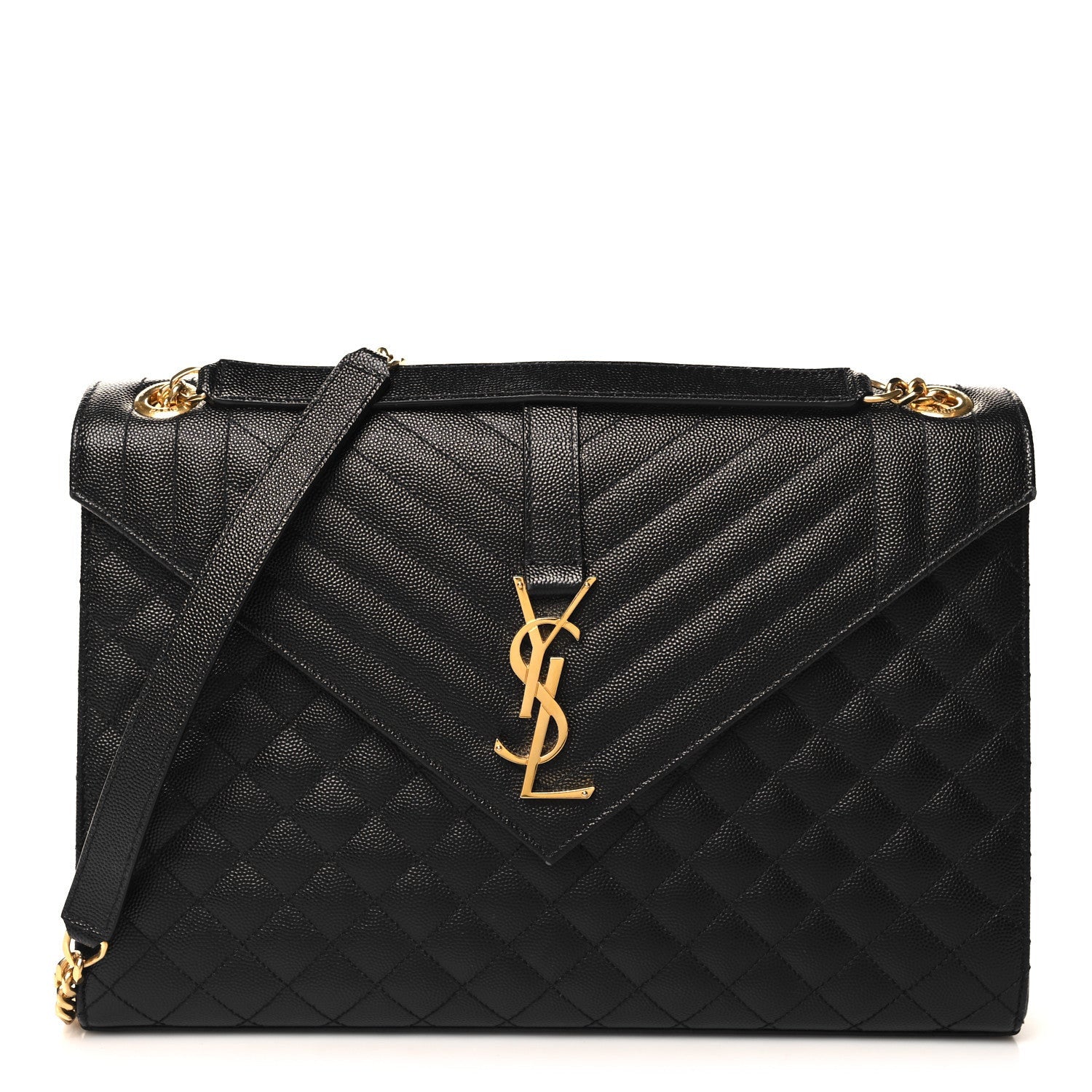 Saint Laurent Grain De Poudre Textured Mixed Matelasse Large Triquilt Monogram Satchel Black 1 of 7