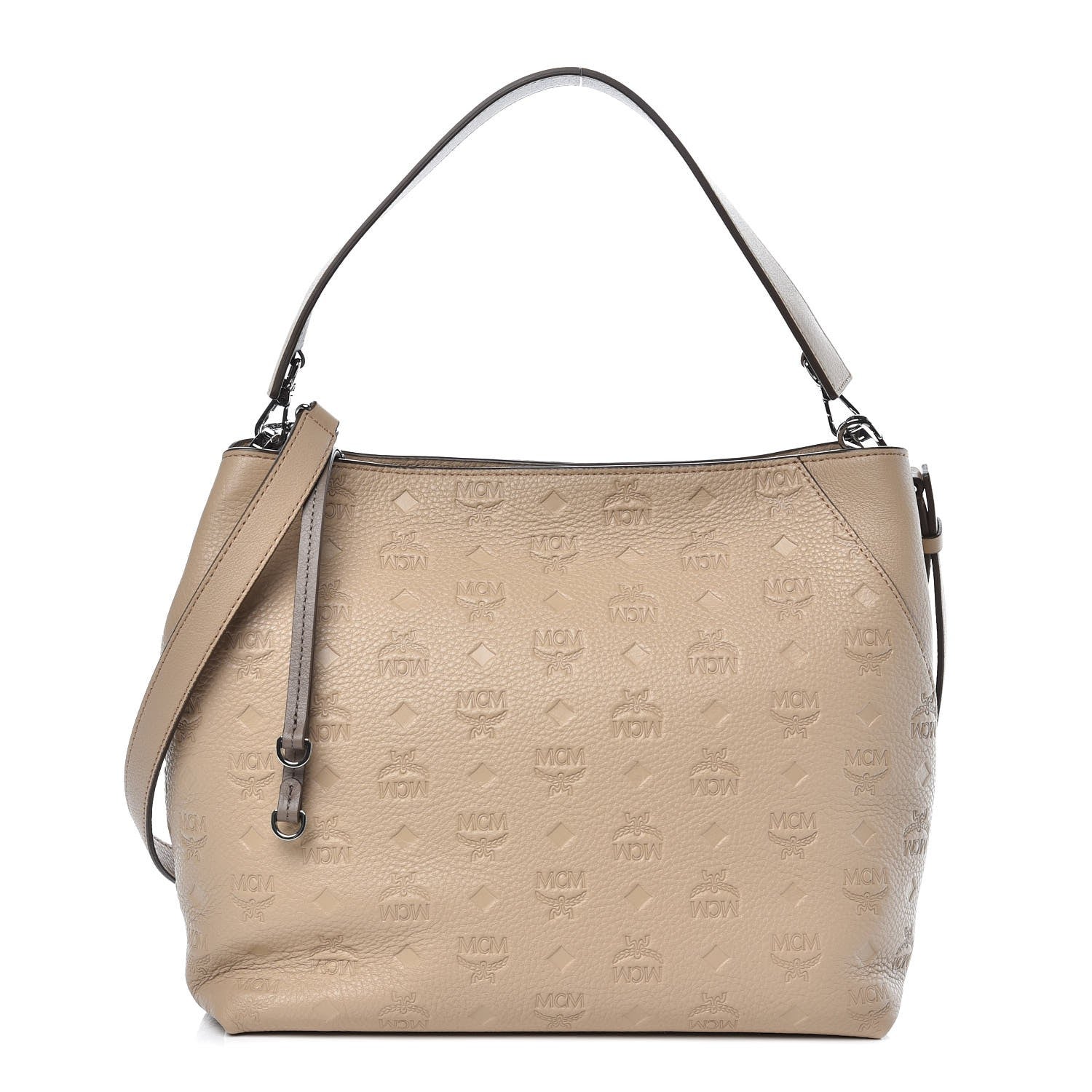 MCM Grained Calfskin Medium Klara Hobo New Beige 1 of 9