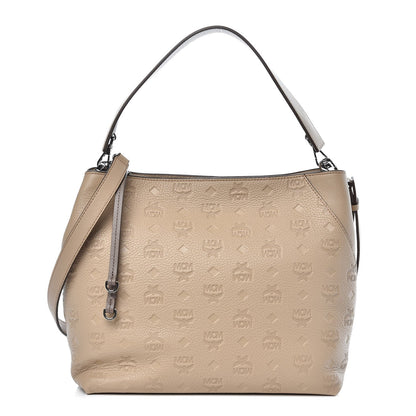 MCM Grained Calfskin Medium Klara Hobo New Beige 1 of 9