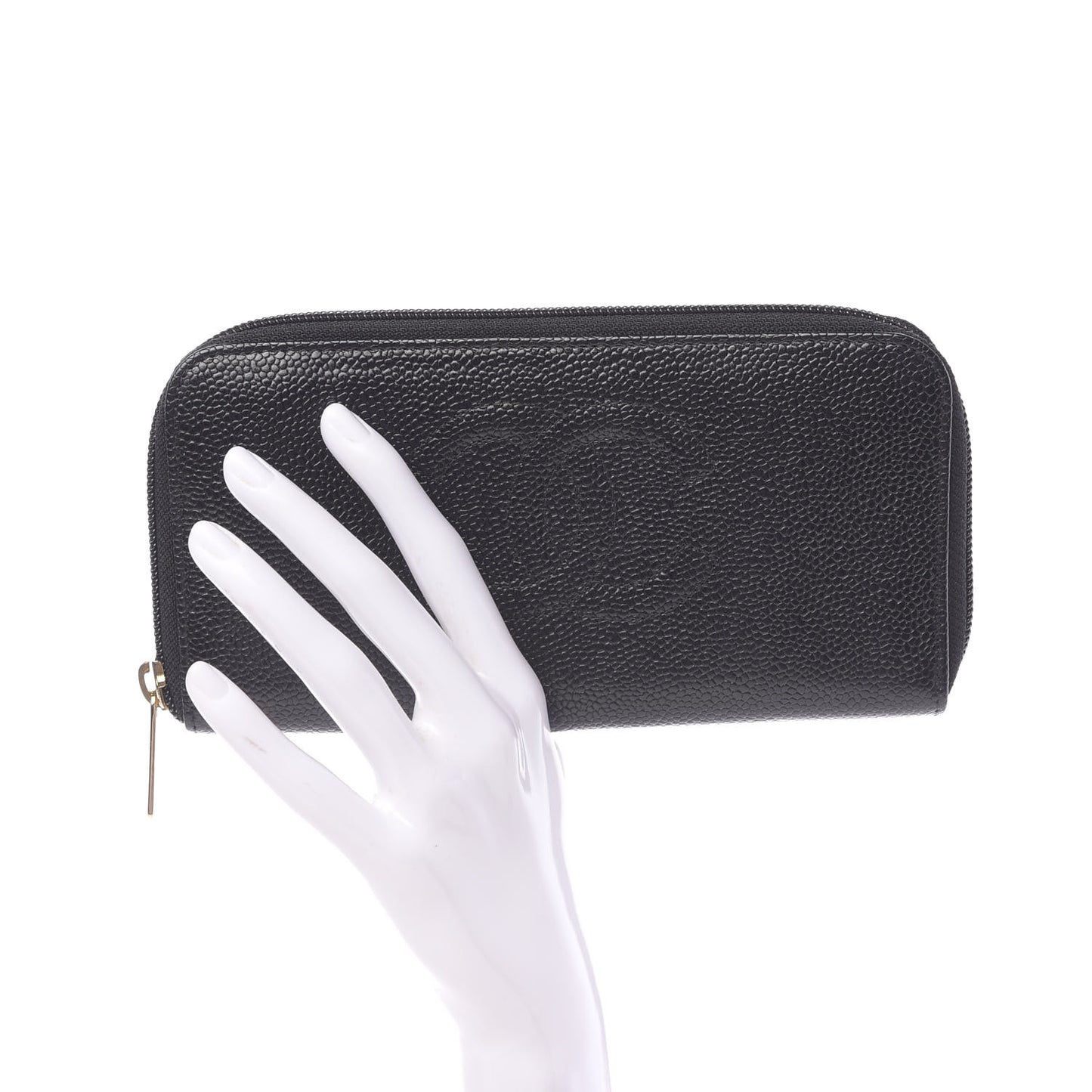 Caviar Timeless CC Large Gusset Zip Around Wallet Black