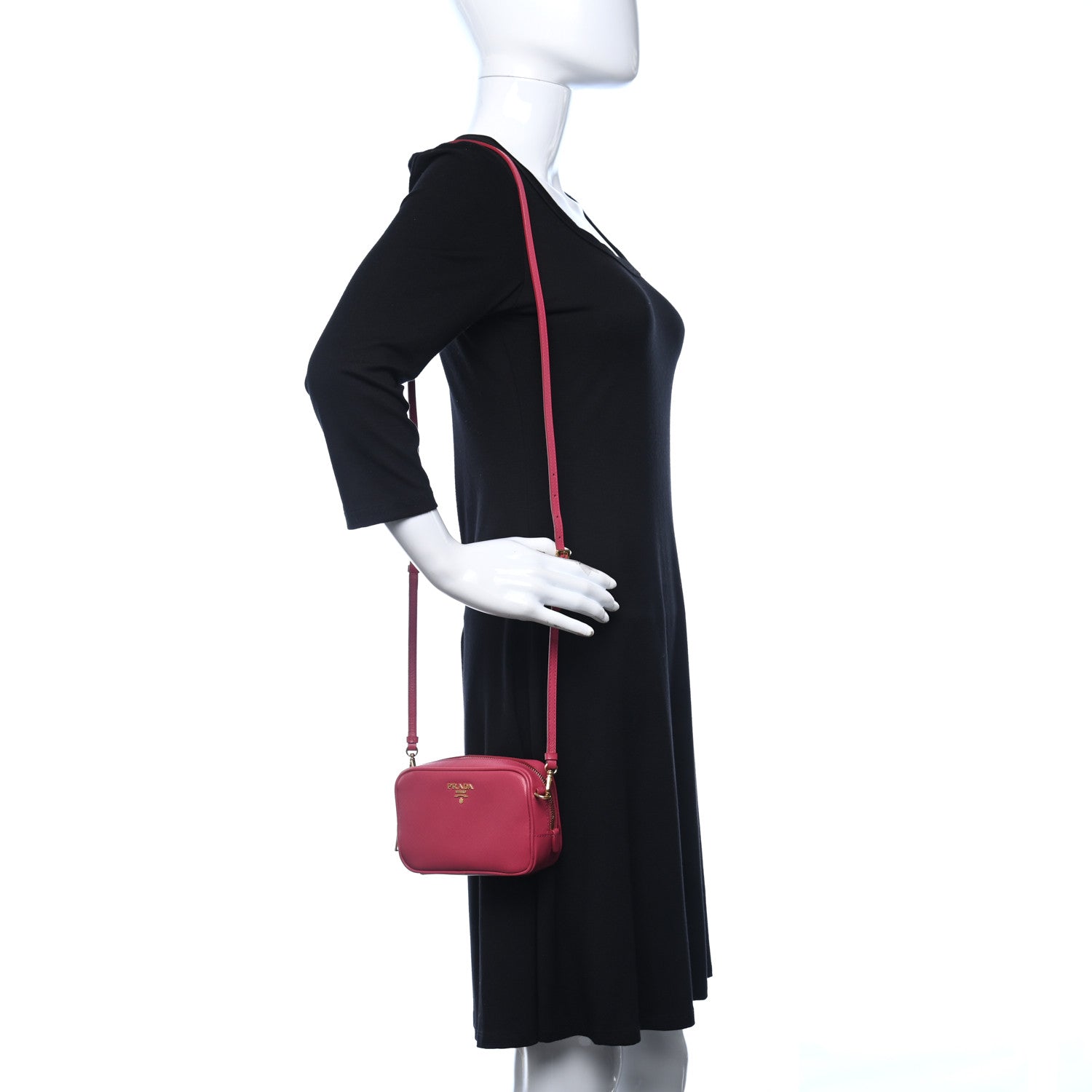 Prada Saffiano Mini Camera Crossbody Bag Peonia 2 of 10