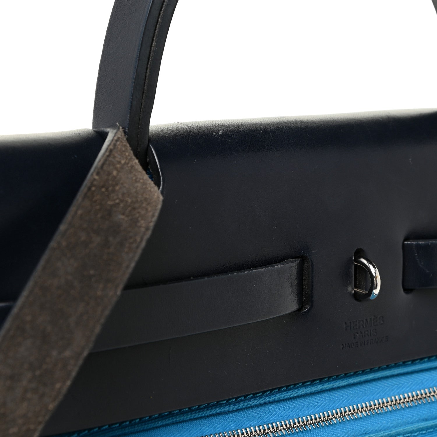 Hermes Vache Hunter Toile Herbag Zip 31 PM Bleu Zanzibar Bleu Indigo 15 of 25