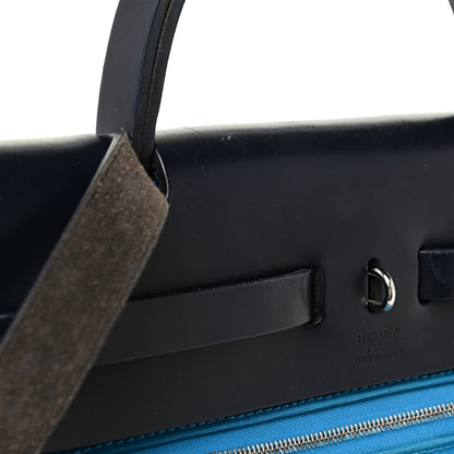 Hermes Vache Hunter Toile Herbag Zip 31 PM Bleu Zanzibar Bleu Indigo 15 of 25