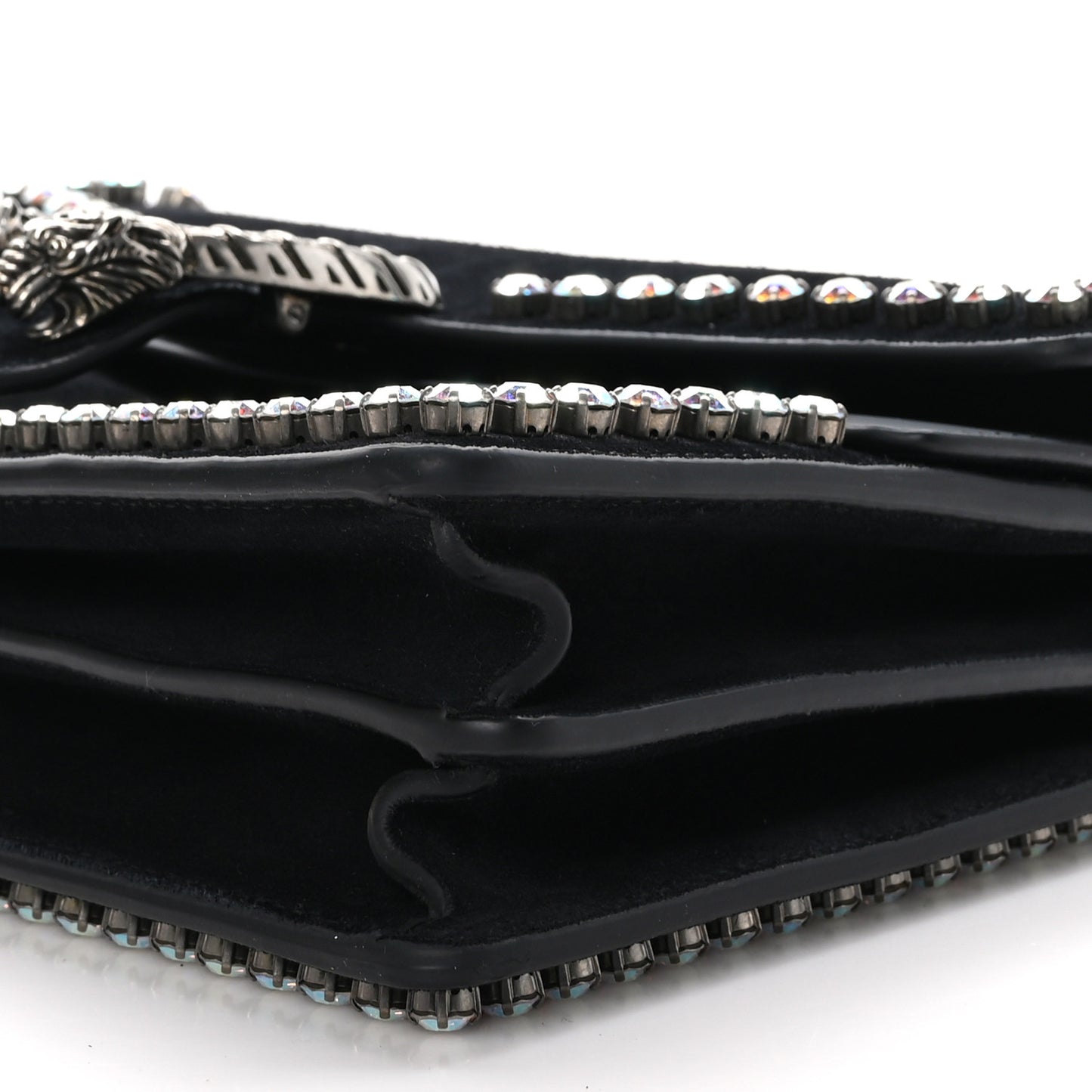 Suede Crystal Small Dionysus Shoulder Bag Black