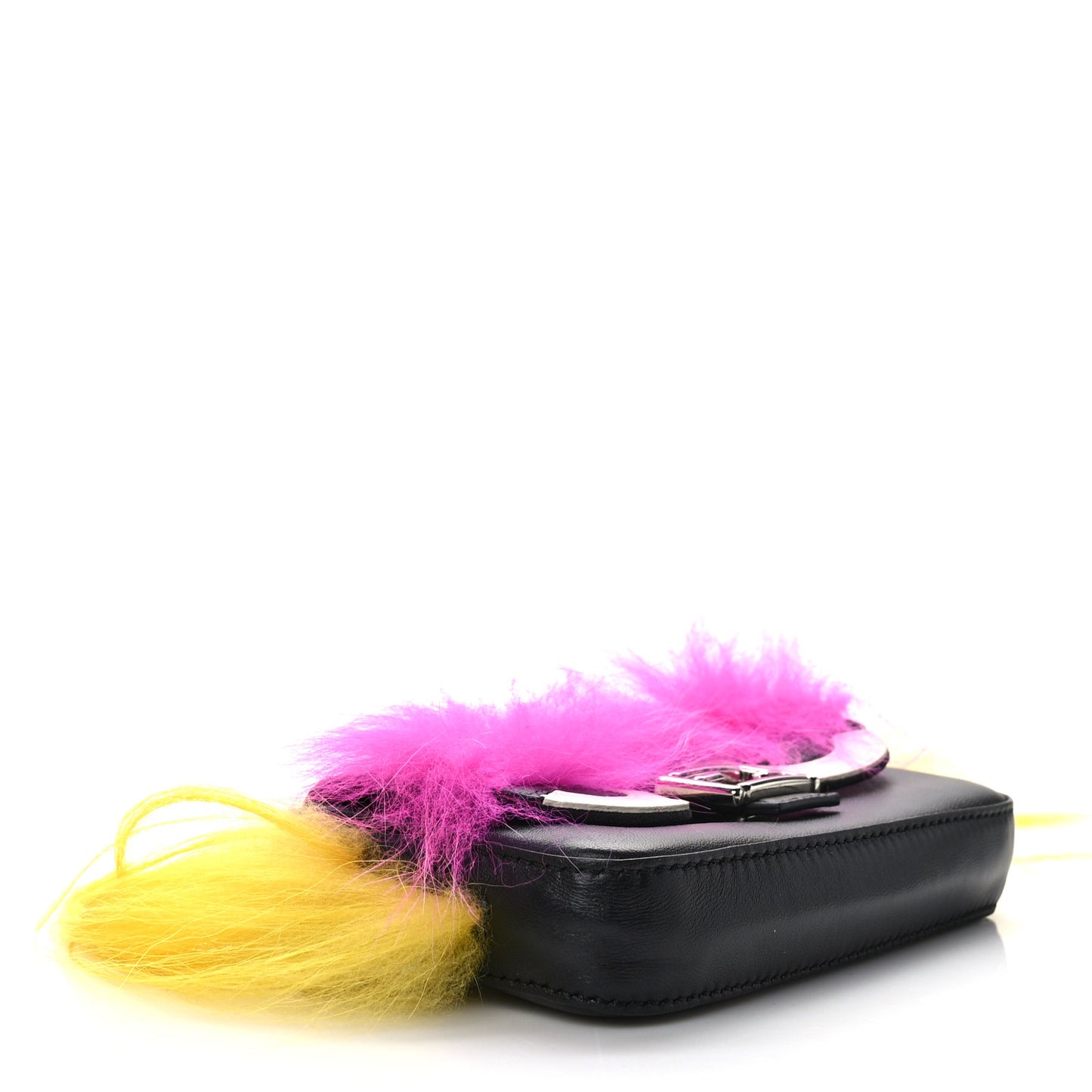 Nappa Shatoosh Fox Goat Fur Monster Micro Baguette Black Fuchsia Giallo