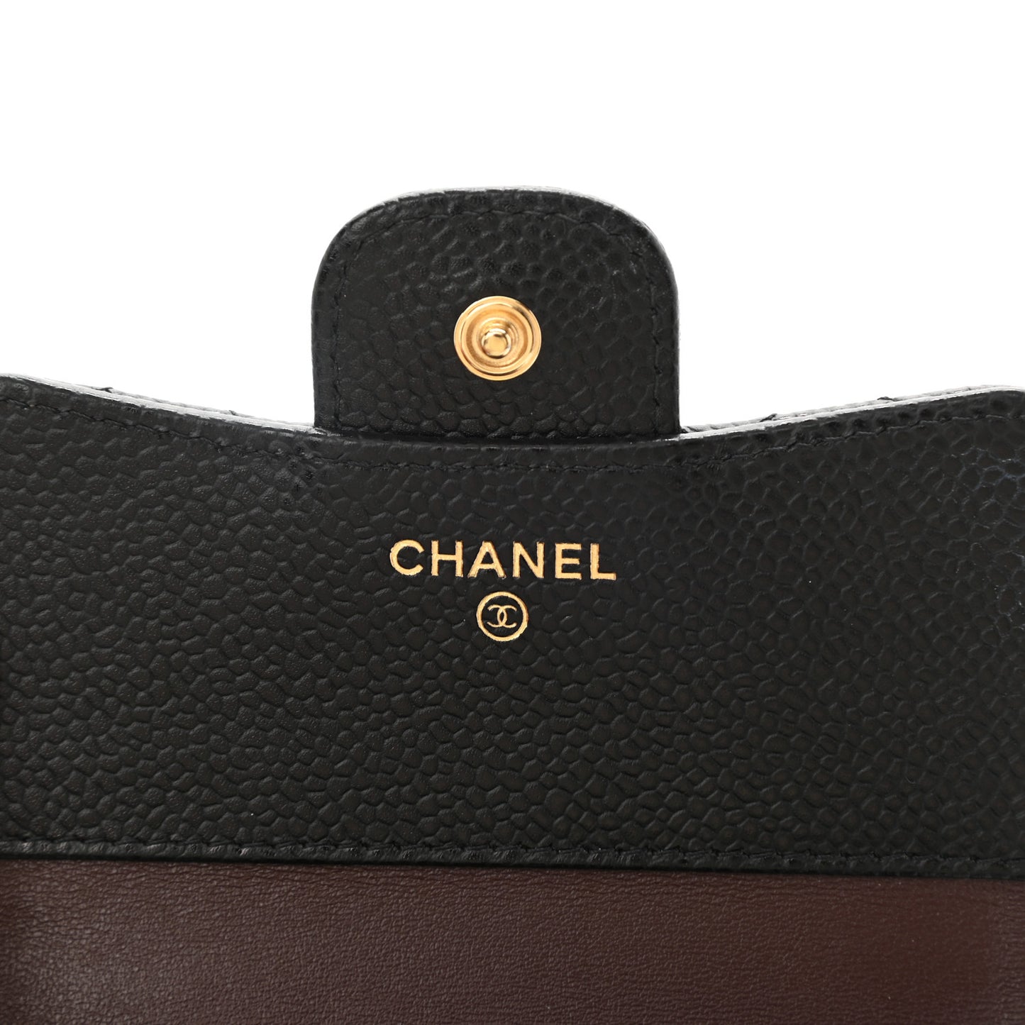 Caviar Quilted Compact Flap Wallet Black