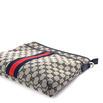 Gucci GG Supreme Monogram Web Flat Messenger Bag  Navy 8 of 8