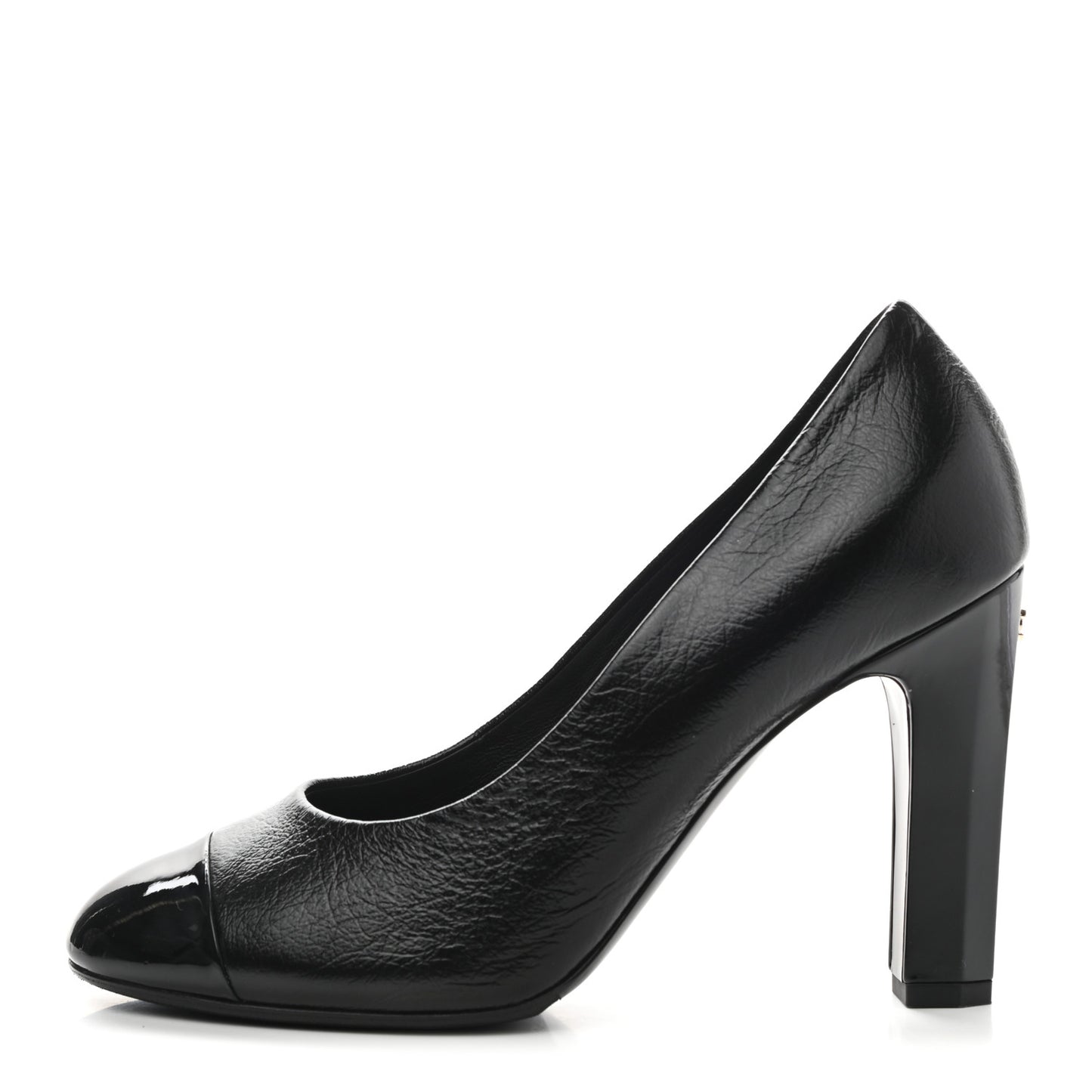 Lambskin Patent Cap Toe CC Pumps 38.5 Black