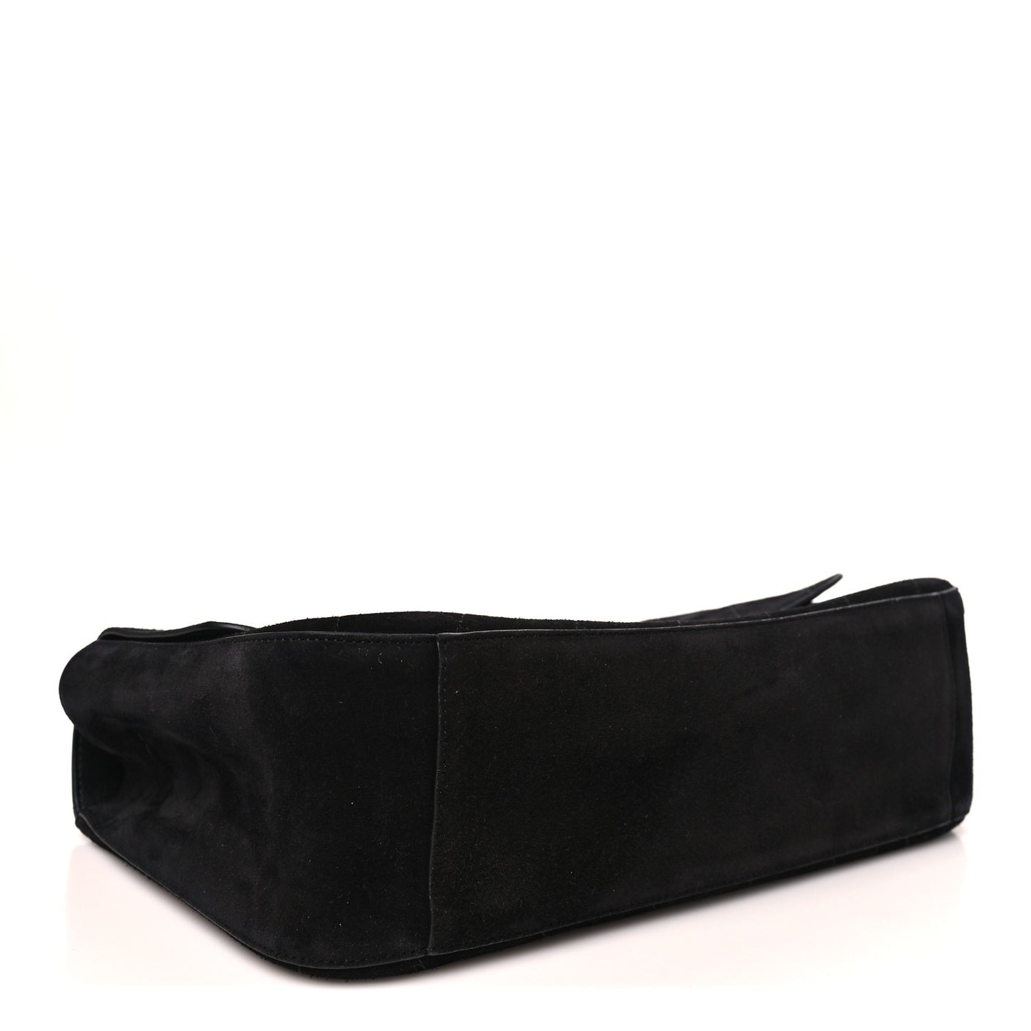 Suede Calfskin Small Maxi Flap  Black