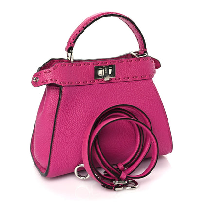 Fendi Cuoio Romano Selleria Mini Peekaboo Iconic Satchel Fuxia 2 of 8