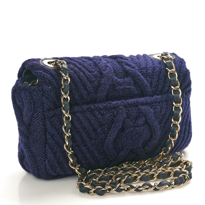 Chanel Cable Knit Mini Paris-Hamburg Flap Navy Blue 3 of 10