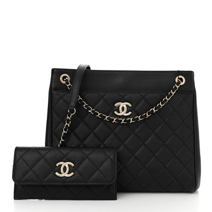 Chanel Caviar Quilted In Out Flap Shopping Tote Black 3 of 12