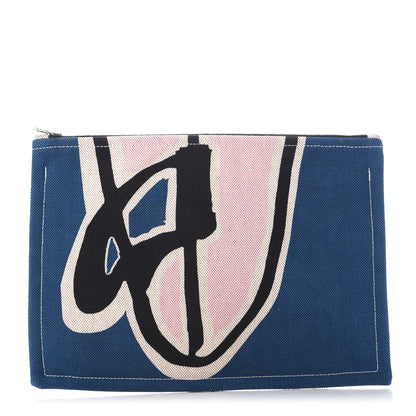 Hermes Toile Flat Waikiki Pouch Blue 1 of 6