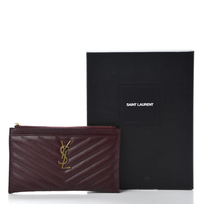Saint Laurent Grain De Poudre Matelasse Chevron Monogram Bill Pouch Amaranto 9 of 9