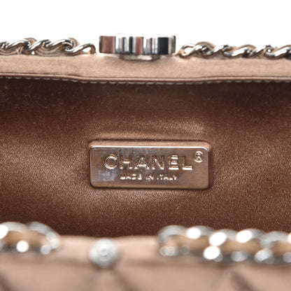 Chanel Satin Quilted Chain Around Clutch Beige 6 of 9