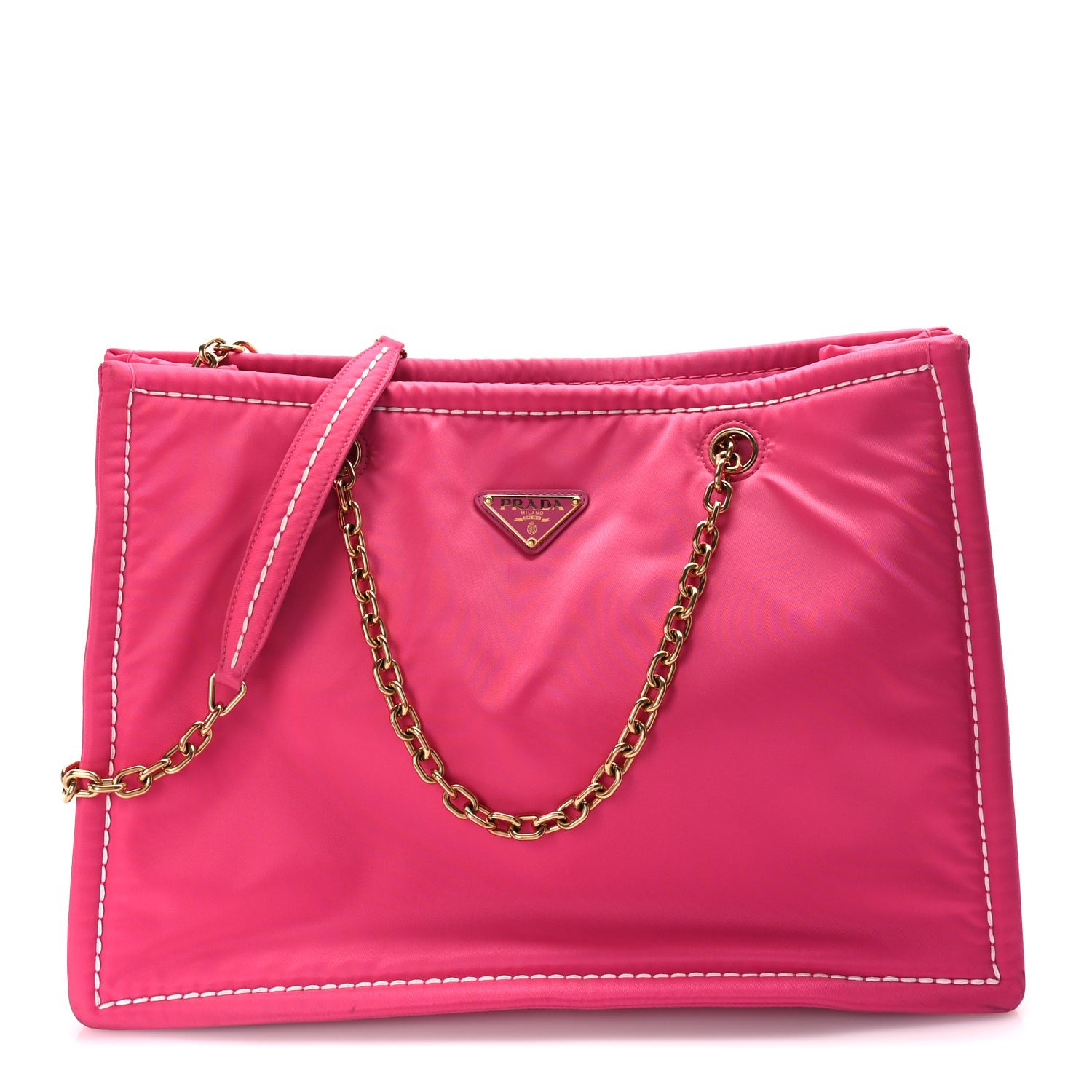 Prada Tessuto Nylon Chain Tote  Fuxia 1 of 8