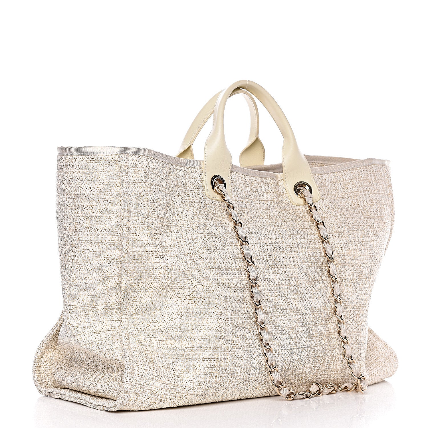 Chanel Canvas Large Deauville Tote Ivory 3 of 14