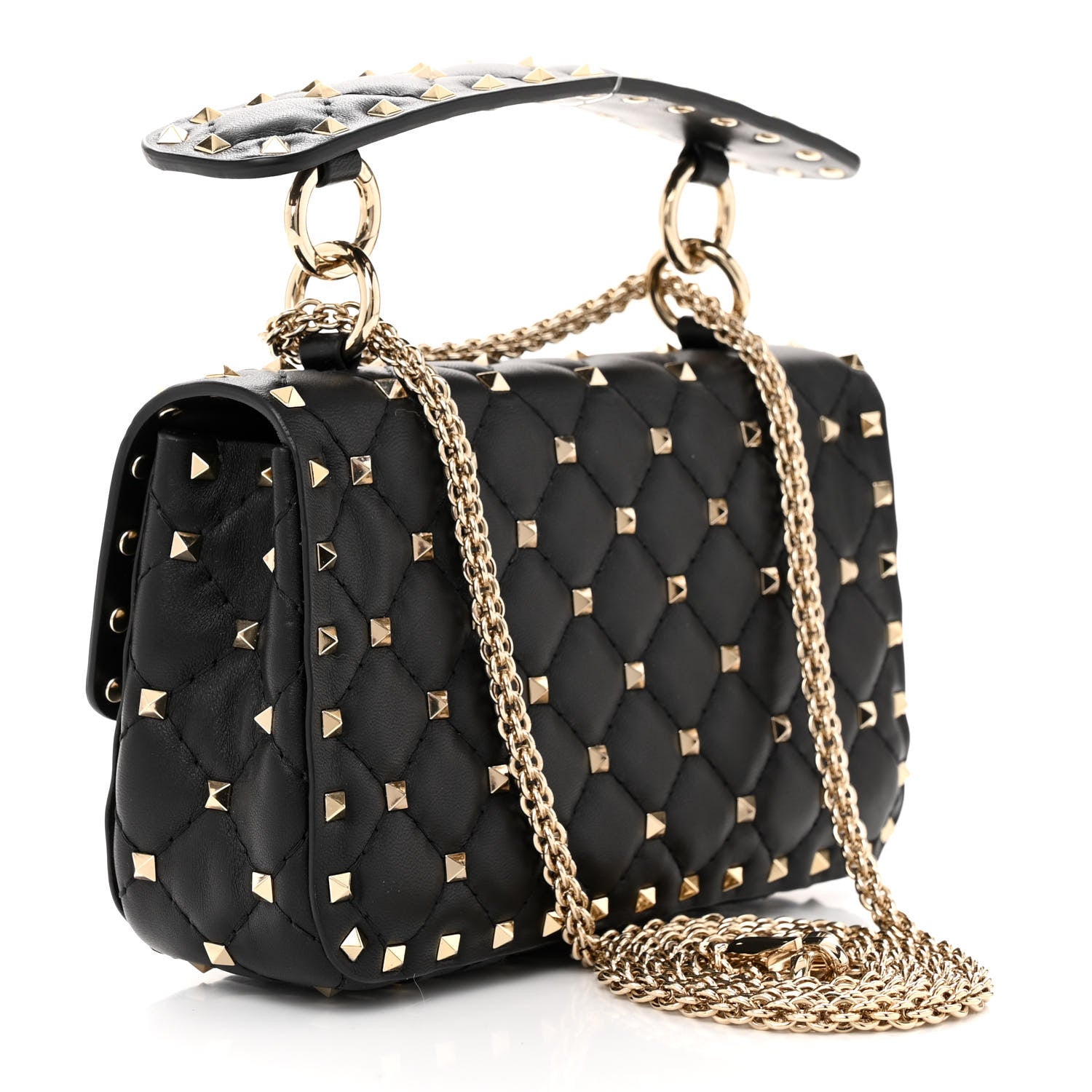 Valentino Garavani Lambskin Small Rockstud Spike Shoulder Bag Black 3 of 9