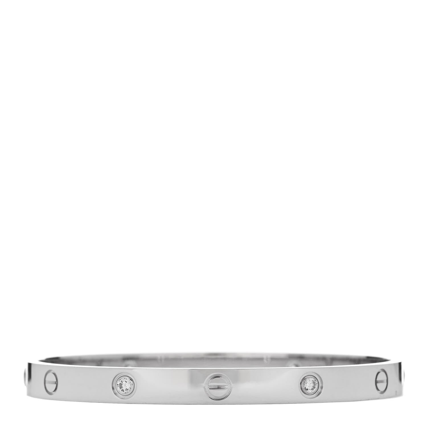 Cartier 18K White Gold 4 Diamond Love Bracelet 19 3 of 7