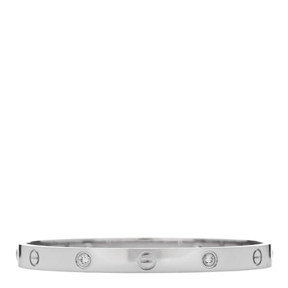 Cartier 18K White Gold 4 Diamond Love Bracelet 19 3 of 7