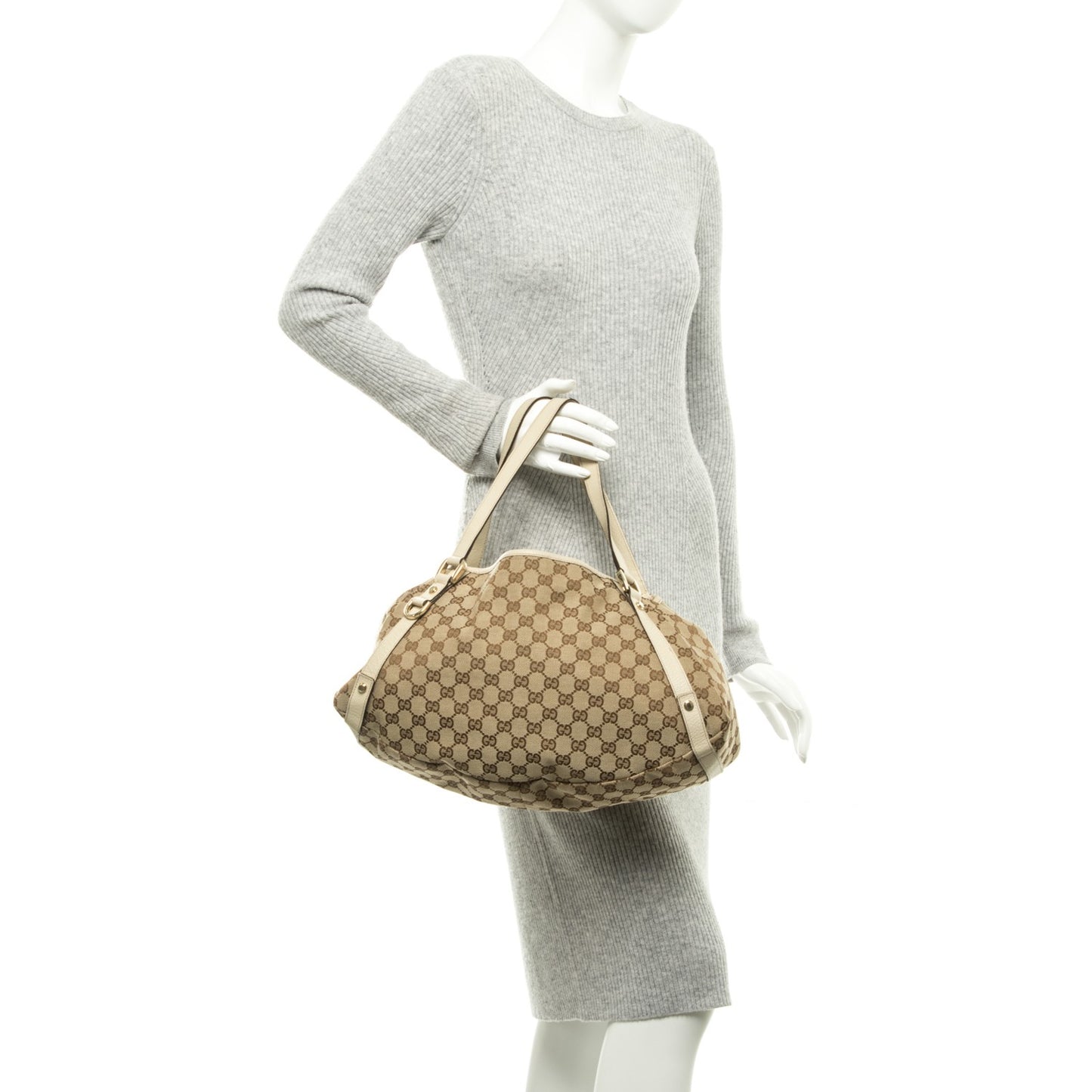 Monogram Medium Abbey Shoulder Bag Off White